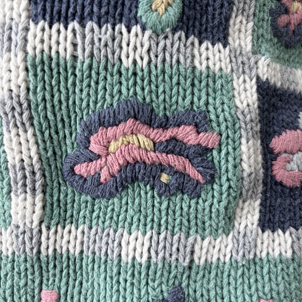 Vintage Floral Cottagecore Sweater Size M Granny Embroidered Feminine Spring - Picture 6 of 14